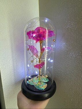 Iridescent Pink Rose Dome Decorative Accent Light